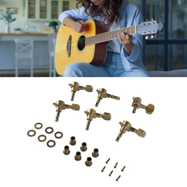 MH 6 stk. guitarstrengs tuning-knapper 6 højre store bronze firkantede knapper tuning-nøgler lukkede låse-tunere til elektrisk eller akustisk guitar