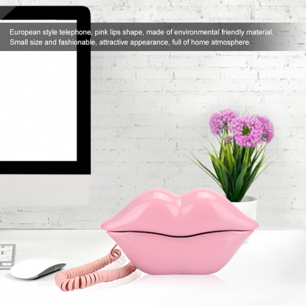 Europæisk stil hjemmetelefon Moderigtigt lyserøde læber Form Desktop Fastnettelefon Pink