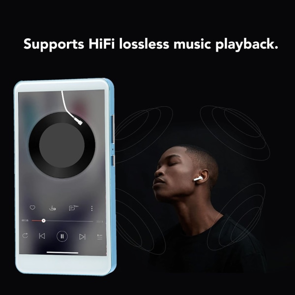 Bluetooth MP4-spiller 5-tommers HD-berøringsskjerm HiFi-støyreduksjon Bærbar WiFi-musikkspiller med kamera for Android Blå