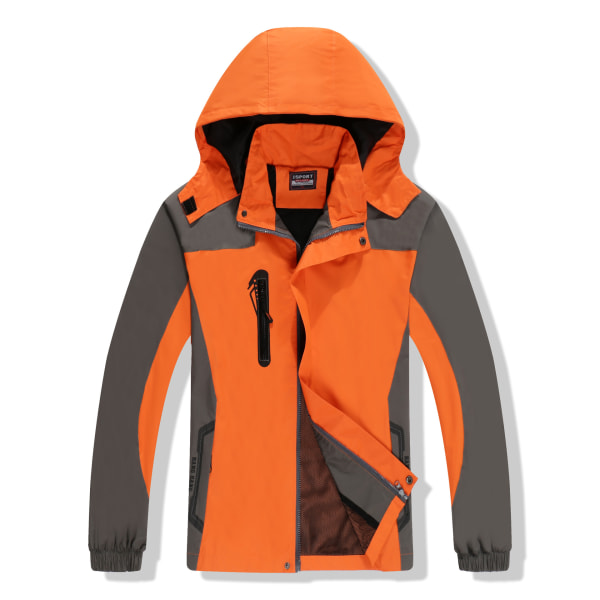 Utendørs hettefrakker Vanntett varm lett jakke frakk regnfrakker orange M