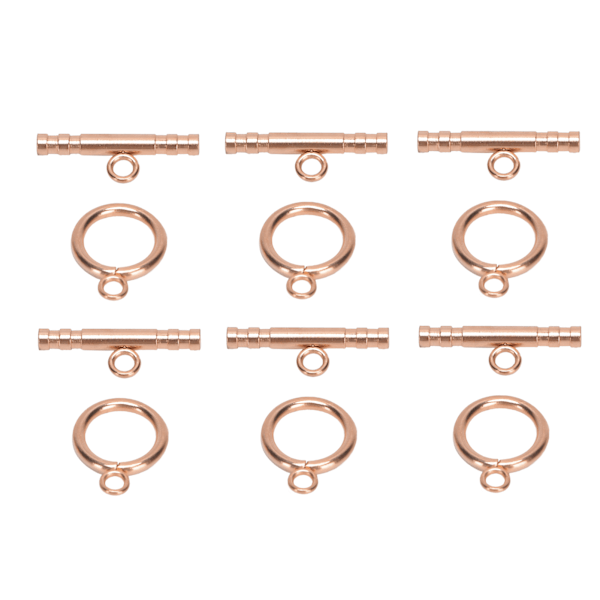 MH rustfritt stål runde knepplåser T-stang låser for halskjede smykkeproduksjon roségull