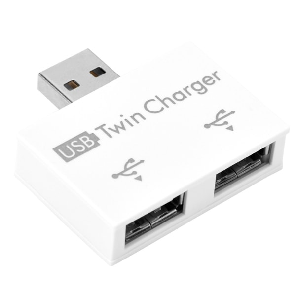 Hub USB2.0 hann til 2-porter USB dobbel lader splitter adapter konverter konsentrator (hvit)