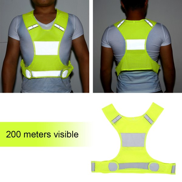 Justerbar reflekterende sikkerhetsvest med høy synlighet Nattløping Sykkelsikkerhetsklær L