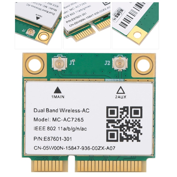 Netværkskort Mini PCIE Gigabit DualBand til Bluetooth 4.2 trådløs Wifi MCAC7265