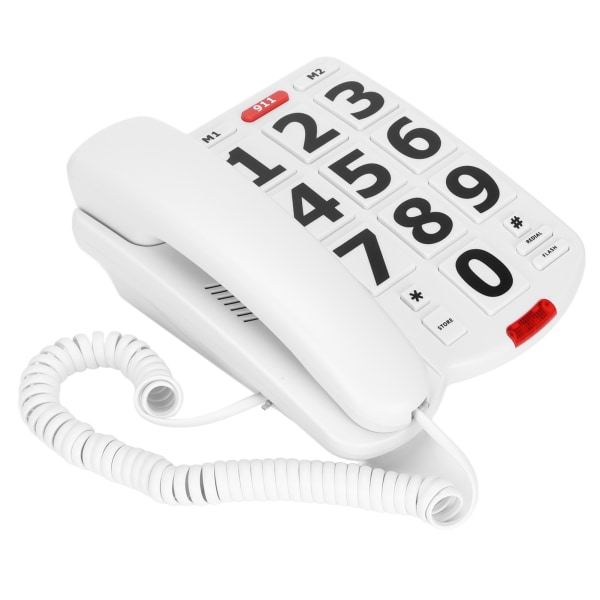 Telefon med stor knapp Kablet fasttelefon med stor knapp med store knapper som er enkle å lese og superhøye ringetoner