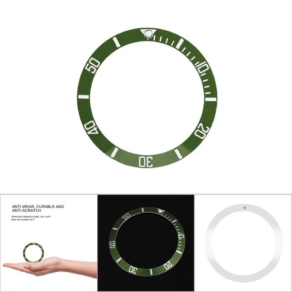 MH Watch Armbandsur i aluminiummaterial Loop Bezel Insert Ring Ersättningsdel (Grön)