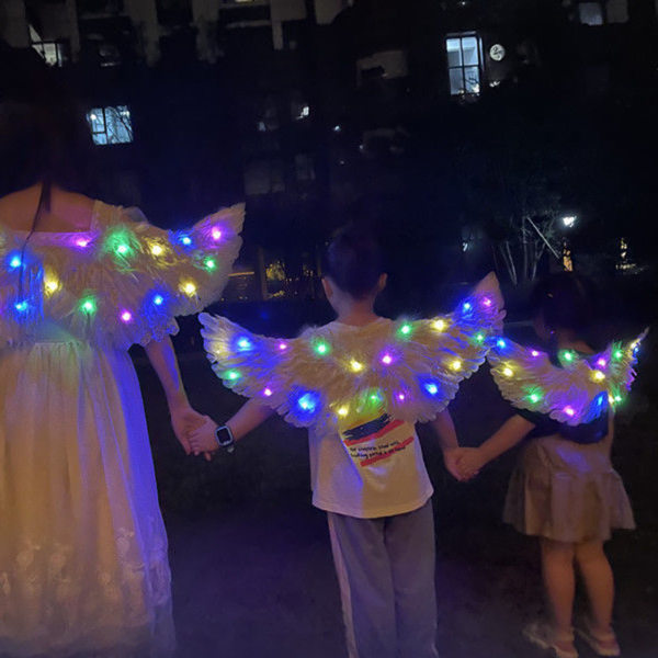 Glødende englevinger med LED-lyssnore Halloween-fest Cosplay-kostumetilbehør Rekvisitter