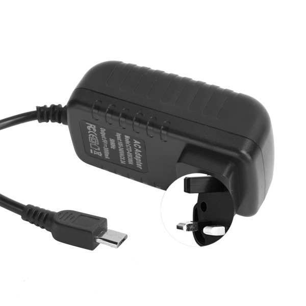 Strømforsyning til Raspberry Pi 5V 3A med afbryderknap integreret mikro-USB-adapter 100-240VUK-stik