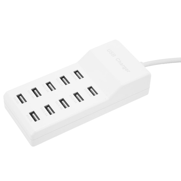 USB-ladestasjon 10-porter veggstrøm smartlader for flere enheter EU-plugg 100-240V