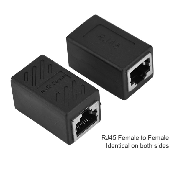 2 STK RJ45 hunn-til-hun-nettverks LAN-adapterkobling Ethernet-nettverksforlengerkontakt