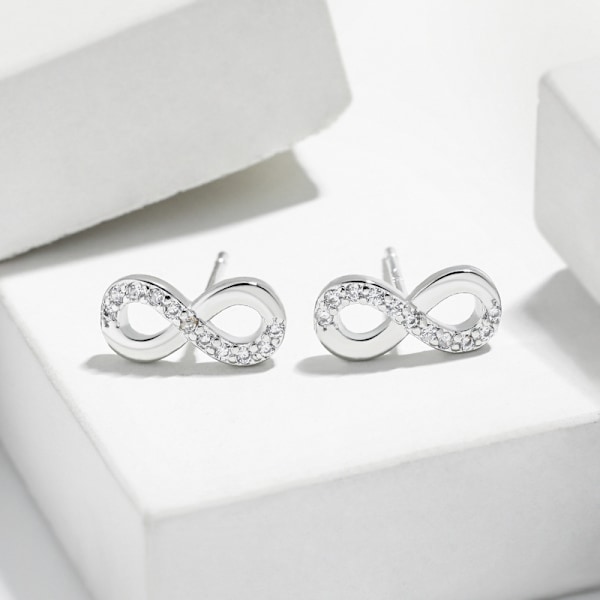 Minimalist Mobius set earrings S925 silver niche design eternal infinite symbol 8-shaped earrings White gold earrings