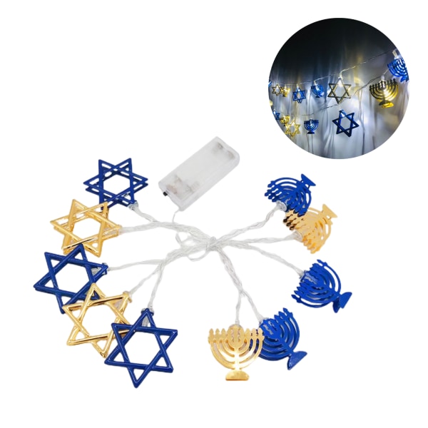 LED Hanukkah strenglys Sekskantet Star Fairy Light 3 meter 20 LED dekorasjonslys