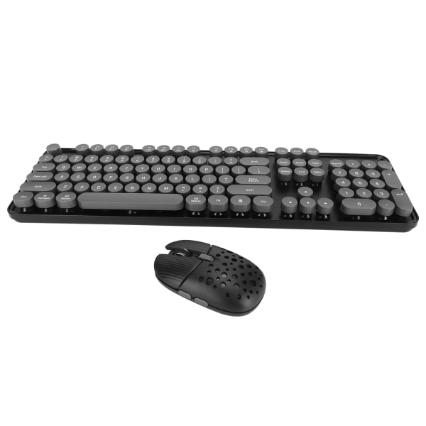 Trådløst tastatur og mus Combo Pure Color Retro 2.4G trådløs tastaturmus med runde tastaturer og numerisk tastatur svart bord
