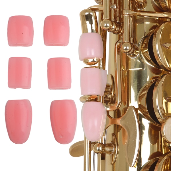 MH 6 st saxofonnyckelhöjare silikon bekväma dämpning saxofonfingerplatta sax tumplatta rosa