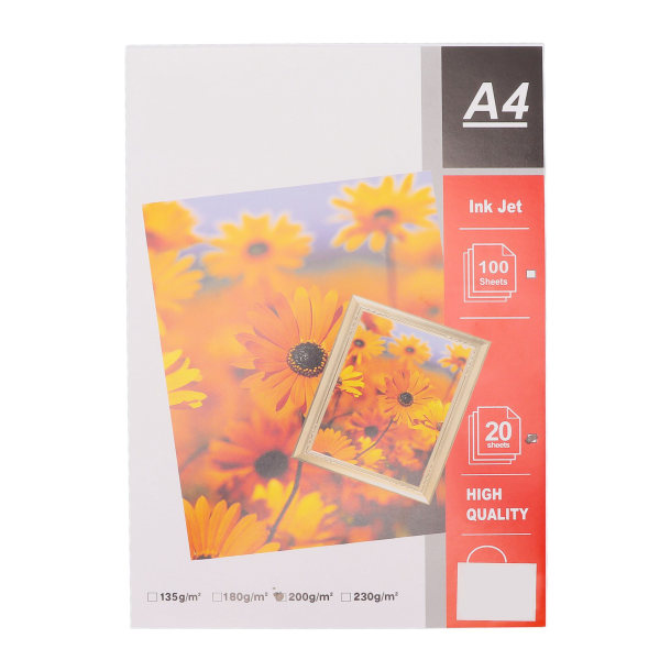 20 stk mat fotopapir holdbart papir A4 8,3x11,7 tommer blank overflade vandafvisende højlys fotoprinterpapir