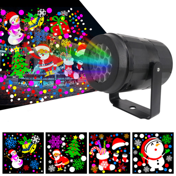 Julljusprojektor med 16-mönster LED-projektionslampa för projektionslampa för julfest Projektorlampor Festdekoration