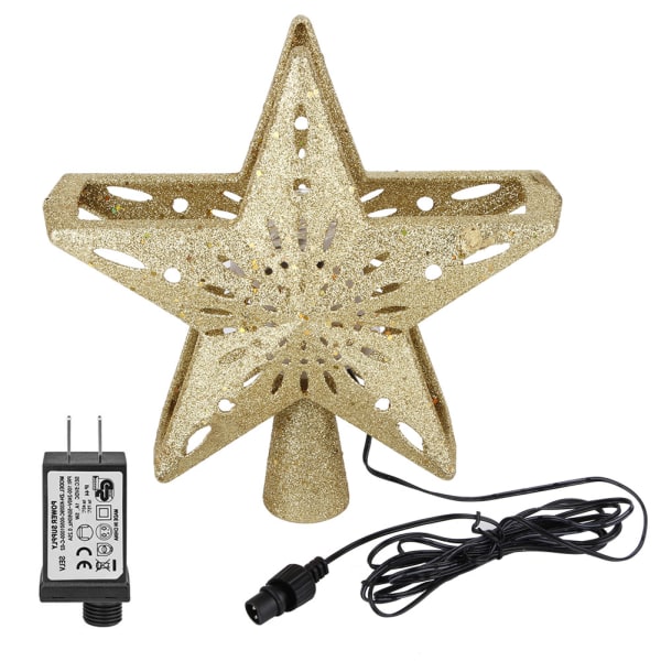 100-240V LED hul stjerne snefnug projektor lys rotationslampe til juletræ top dekoration guld US