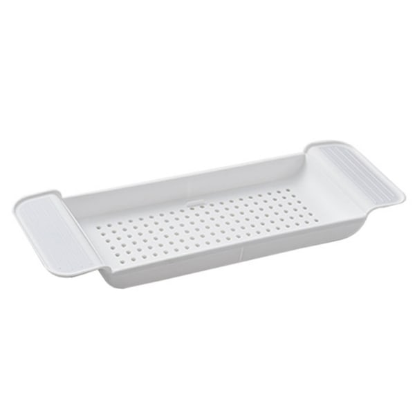 Badkarsbricka Stabil placering Expanderbart plastmaterial Dräneringsdesign Bath Caddy Badkarsbord för badrum Vit