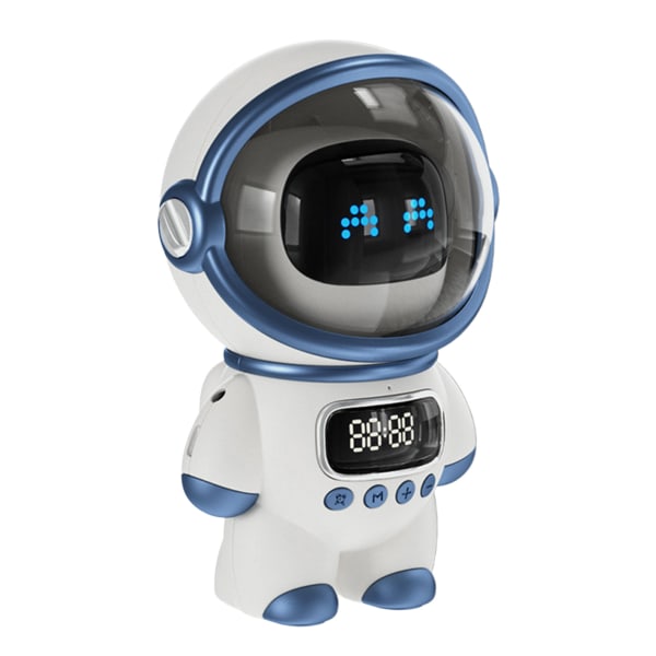 Astronaut Speaker AI Intelligent Voice Bluetooth Speaker Clock Small Night Light Fødselsdagsgave Hvid