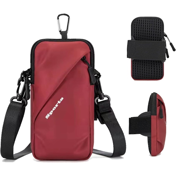 Telefonholder Armbånd, Crossbody Skulderholster Taske til iPhone og Alle Mobiltelefoner, Velegnet til Løb, Gåture, Vandreture og Cykling red