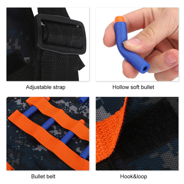 Legetøjspistol Justerbar Bælte Blød EVA Bullet Cartridge Holder Clip Kit til børn