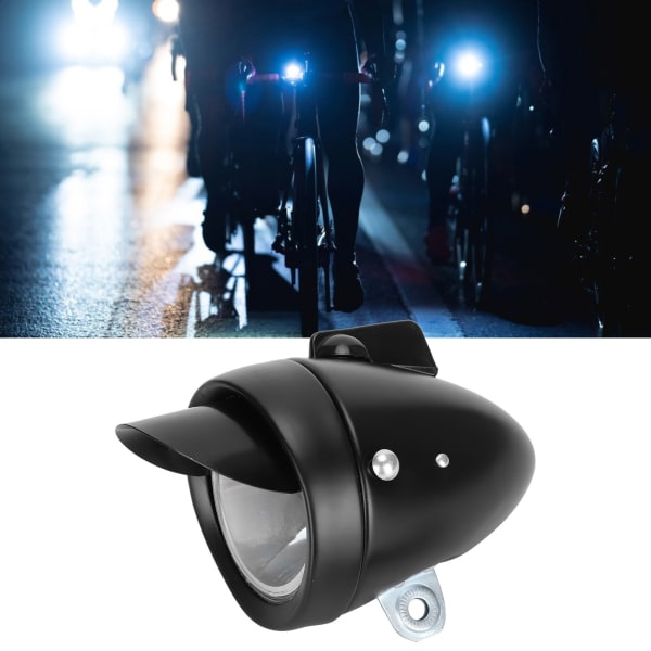Vintage polkupyörän ajovalo Retro polkupyörän LED-valo yöajoturvallisuus edessä ajovalaisin PyöräilytarvikkeetMusta