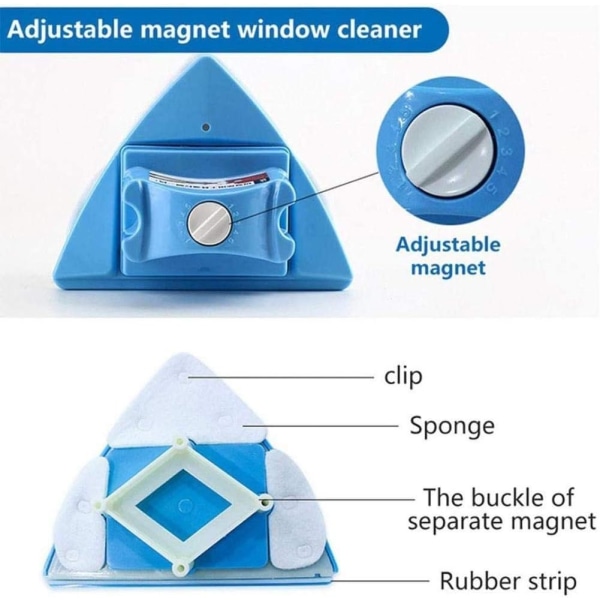 Magnetisk vindusvasker Magnet glassvisker, enkle og doble justerbare overflatebørster for innendørs og utendørs rengjøring av glasspaneler