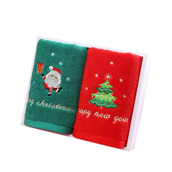 2 stk. juleansigtshåndklæde julerød julemand nytårsgave vaskehåndklæde håndklæde håndklæde til hjemmebadeværelse