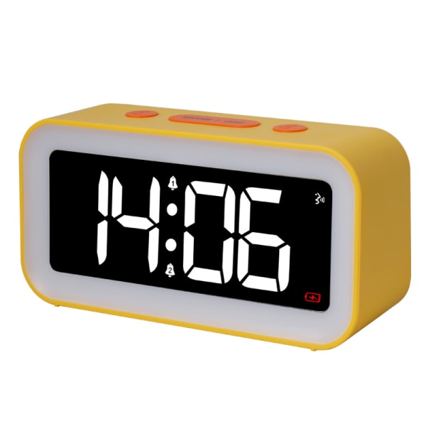 Digital väckarklocka Snooze Spegel Skrivbordsklocka Elektronisk LED-klocka Gul