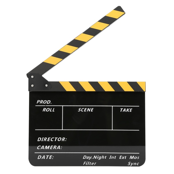 Akryl 30x25 cm Clapperboard Instruktør Film Clappers Film- og tv-fotografering PropGulstribet tavle(PAV1YBE)