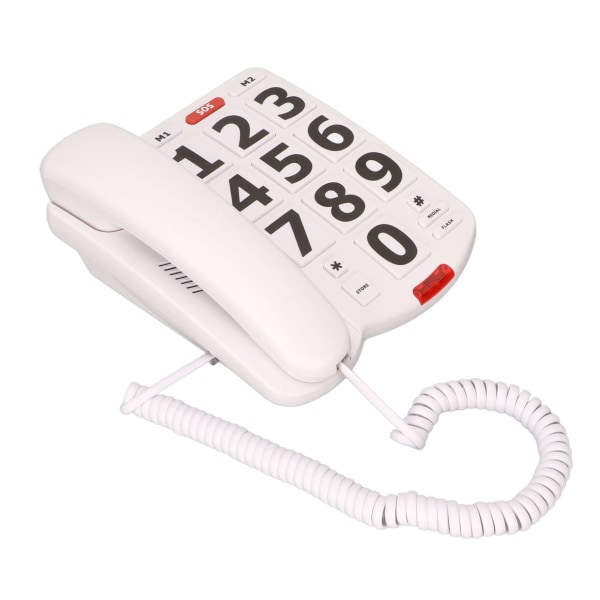 Stor knapptelefon Stor justerbar volym Sista nummer Återuppringning med sladd fast telefon för äldre