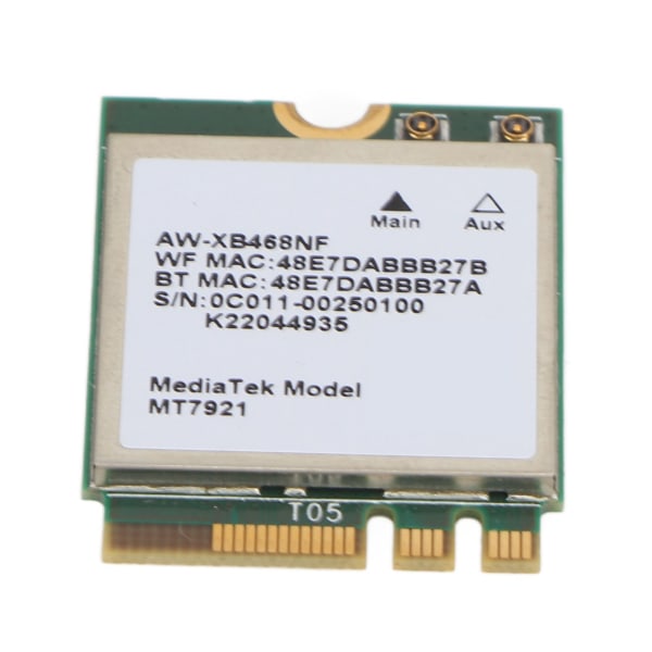 MT7921 NGFF M.2 -verkkokortti 1800 Mbps 2,4 GHz 5 GHz Dual Band Wi-Fi langaton kortti Windows 10 11:lle