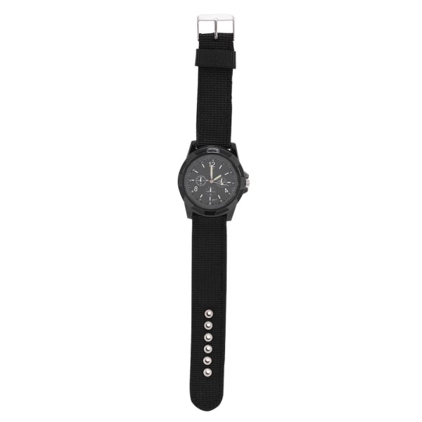 Elektronisk analog armbåndsur Militærarmbåndsur med rund nylonrem (svart)