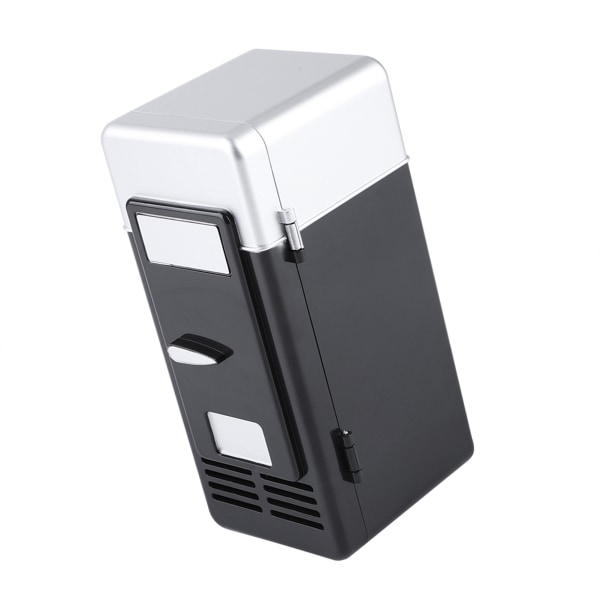 LED Mini USB Køleskab Drikkevaredåser Køleskab og varmelegeme Sort
