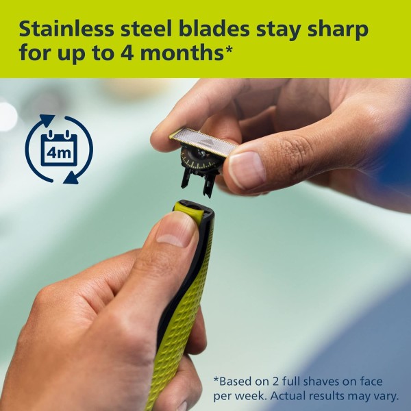 2-delt barberblad kompatibelt med Philips Oneblade Replacement One Blade Pro Blades Men （Model QP25XX QP26XX QP65XX ）360° fri rotation