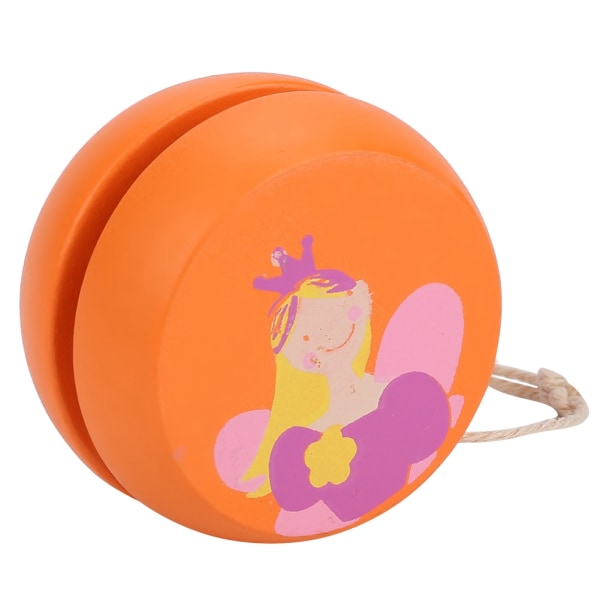 Sødt tegneseriemønster træ Yoyo-boldlegetøj tidligt uddannelseslegetøj til børn (orange prinsesse)