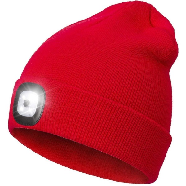 Mössa med LED - lampa - Röd Röd one size