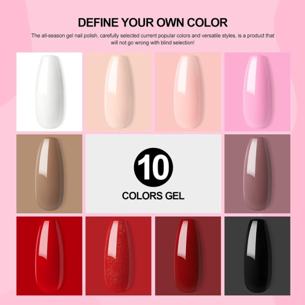 10 färger gellack, nagellack gel nagel soak off gellack UV nagellack nagelset,