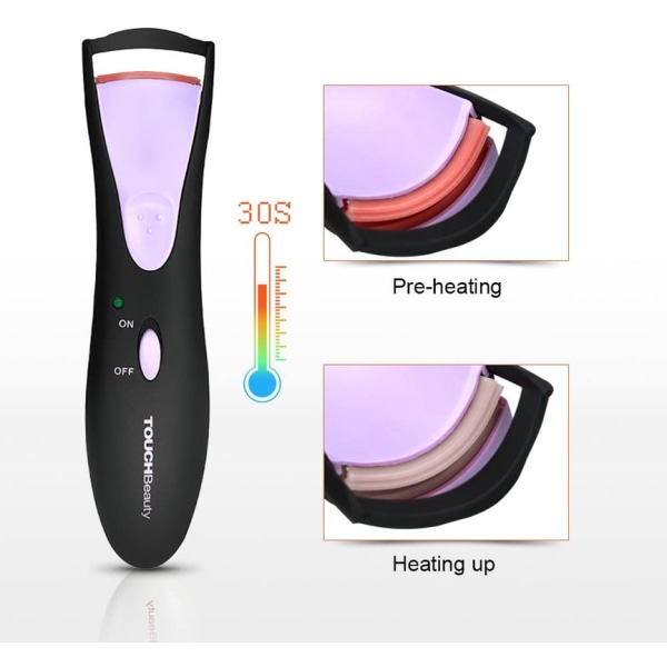 Uppvärmd ögonfransböjare Elektrisk direktuppvärmd hållbar kosmetika för ögonfransar (svart)