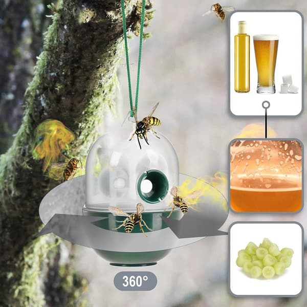 4x insektsfälla i plast - getingfälla för upphängning (transparent 12 cm)