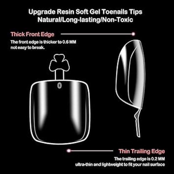 Tånageltippar 480st Falska Nageltippar Transparent Låda Full Täckning Nageltippar Blötläggning