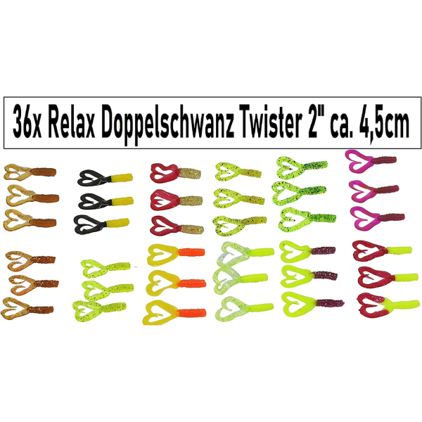 Perch Trout Bait Rubberized - Relax Double Tail Twister Set (Perch Trout Box)