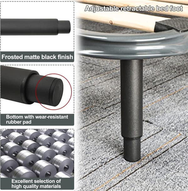 2 x Universal Bed Frame Legs, 18-23cm, Folding Legs, Cabinet Legs with Screwdriver, Cylindrical Threaded,