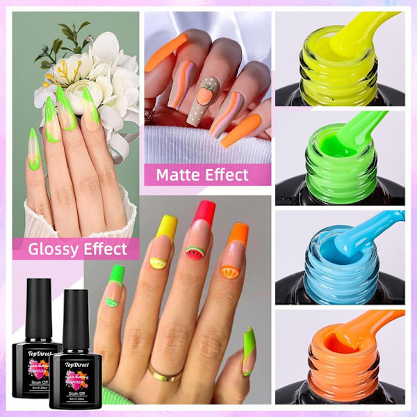 Komplett Nagelgel-Set, 8+4 Färger Nagelförlängningsset och Nagellacksblötläggning