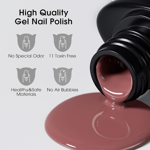 Gel nagellack kit 40 flaskor inklusive topplack, baslack gel nagellack UV LED 10ml 36 färger