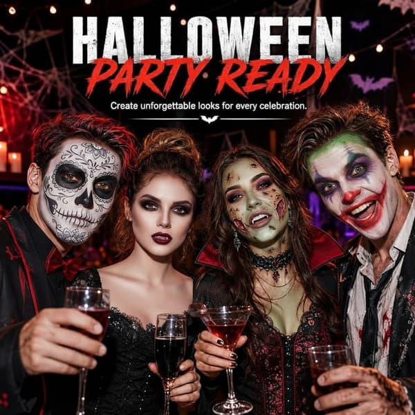 Halloween Sminkset med Konstblod – Specialeffektssmink för Zombie, Vampyr och Monster,