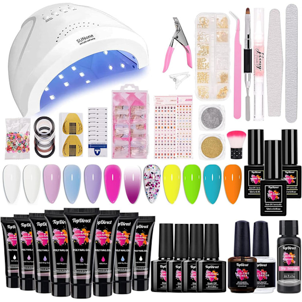 Komplett Nagelgel-Set, 8+4 Färger Nagelförlängningsset och Nagellacksblötläggning