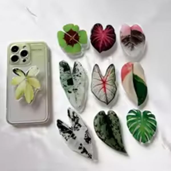 Socket Folding Grip Tok Pretty Leaf Acrylic Phone Holder For iPhone13 Universal Phone Bracket