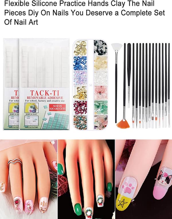 Akryl Nail Practice Hand, 200st Nail Tips