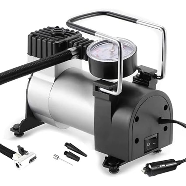 12V luftkompressor med 3-ventilsadapter, luftkompressor för cykel,
